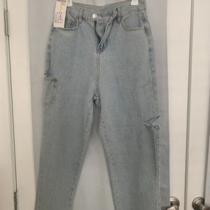 YesStyle - High-Waist Distressed Loose Fit Jeans